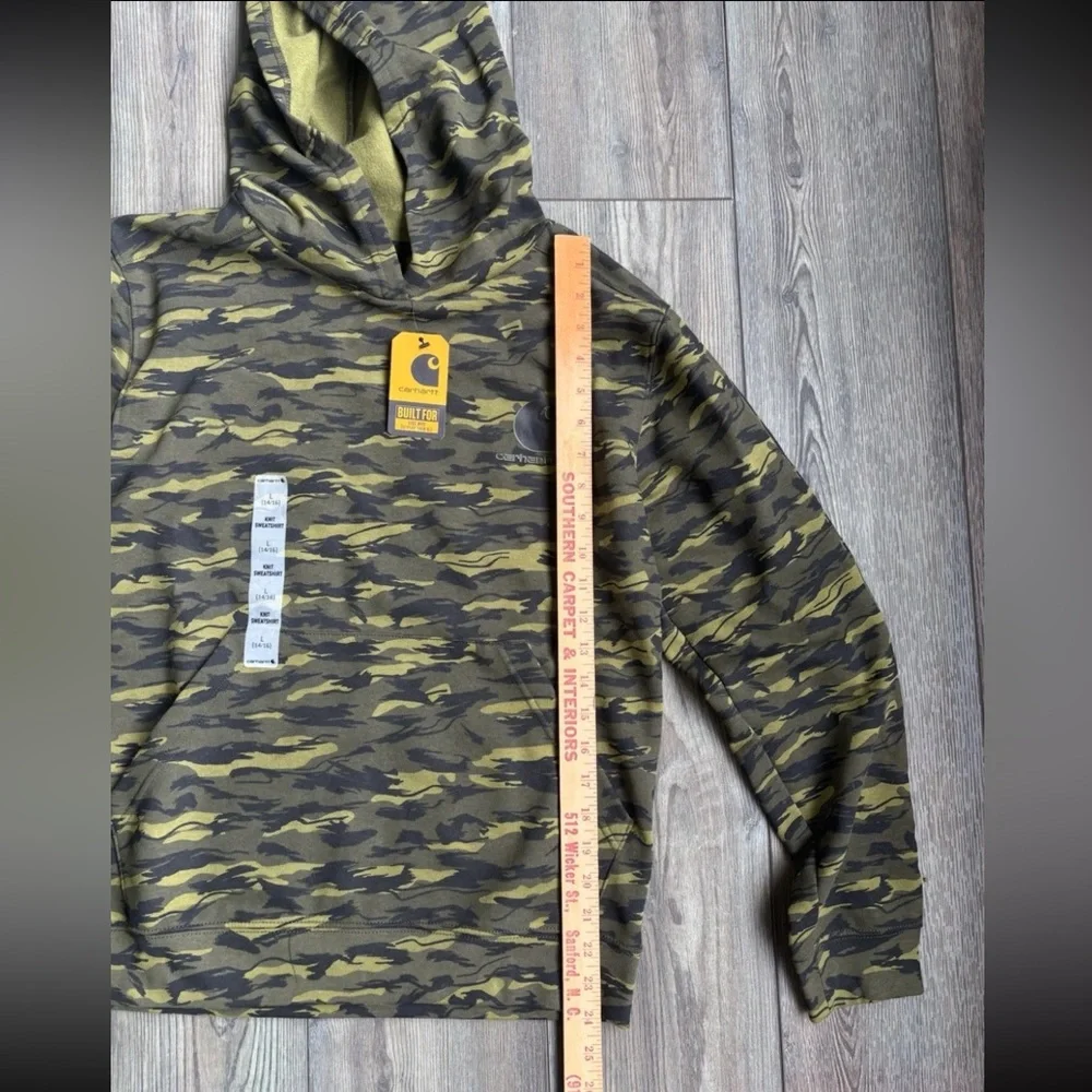 NWT- Carhartt Boys Camo Hoodie Graphic Long Sleeve Sweatshirt Logo Size L 14/16